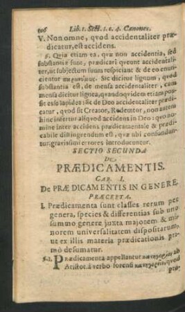 Sectio Secunda. De Praedicamnetis.