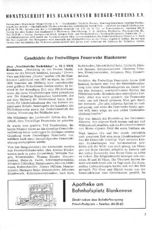 Geschichte der Freiwillgen Feuerwehr Blankenese