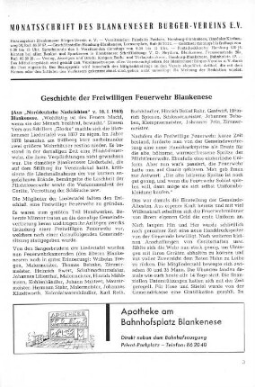 Geschichte der Freiwillgen Feuerwehr Blankenese