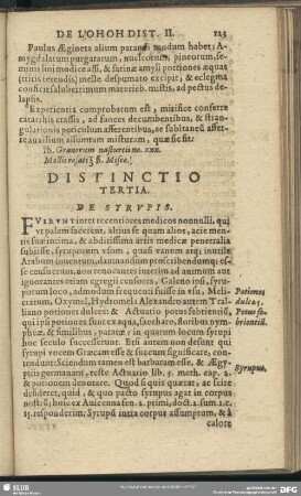 Distinctio Tertia. De Syrupis