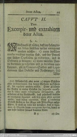 Caput II. Von Excerpir- und extrahiren derer Acten