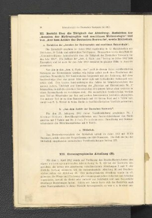 a. Redaktion der "Annalen der Hydrographie und maritimen Meteorologie".