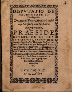 Disputatio de necessitate et contingentia