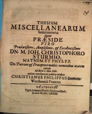 Thesium Miscellanearum Semicenturia
