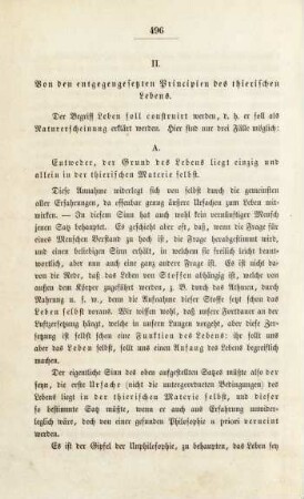 II. Von den entgegengesetzten Principien des thierischen Lebens.