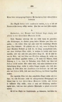 II. Von den entgegengesetzten Principien des thierischen Lebens.