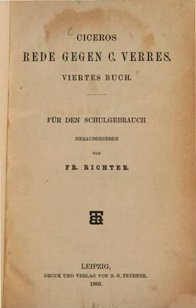 Ciceros Rede gegen C. Verres : 4. Buch