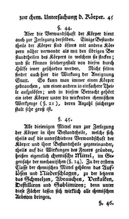 Chemische Mittel zur Zerlegung der Körper (§. 45)