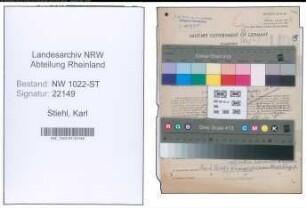 Entnazifizierung Karl Stiehl , geb. 20.05.1880 (Schreiner)