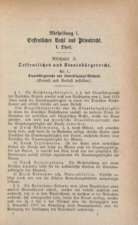 Tit. 1. Staatsbürgerrecht und Unterstützungs-Wohnsitz (Erwerb und Verlust desselben)