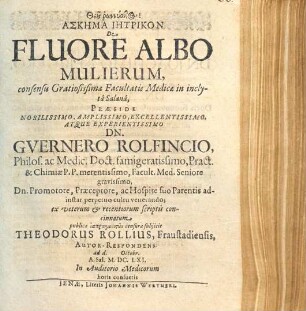 Askēma Iētrikon De Fluore Albo Mulierum