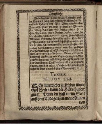 "Textus" und "Exordium"