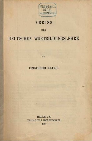 Abriss der deutschen Wortbildungslehre