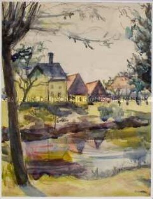 Dorf mit Tümpel