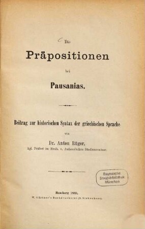 Die Präpositionen bei Pausanias