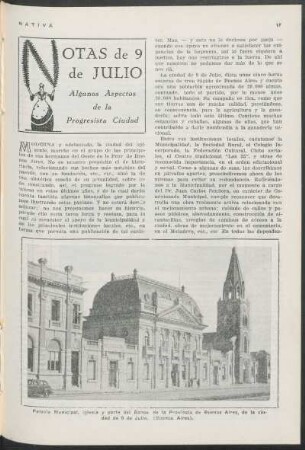 Notas de 9 de Julio - Algunos aspectos de la progresista ciudad