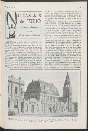 Notas de 9 de Julio - Algunos aspectos de la progresista ciudad