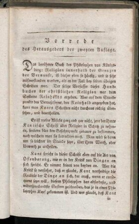 Vorrede des Herausgebers der zweyten Auflage