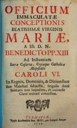 Officium parvum immaculatae Conceptionis Beatae Virginis Mariae