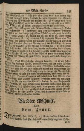 Vierdter Abschnitt, Von dem Feuer