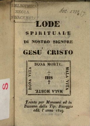 Lode spirituale di Nostro Signore Gesu Cristo