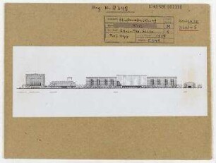Wettbewerb II. Bauabschnitt der Karl-Marx-Allee: Ansichtszeichnung. Berlin, Mitte/Friedrichshain, Stalinallee (vor 1949 Frankfurter Allee, seit 1961 Karl-Marx-Allee)/Strausberger Platz/Alexanderplatz/Schillingstraße