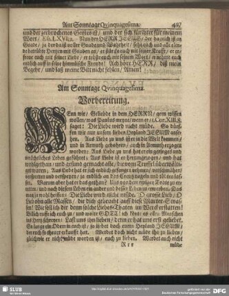 Am Sonntage Quinquagesima
