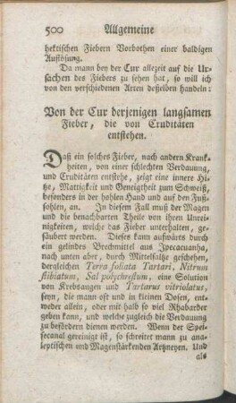 Von der Cur derjenigen langsamen Fieber, die von Cruditäten entstehen.