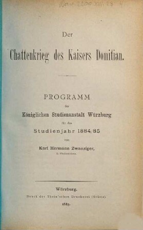 Der Chattenkrieg des Kaisers Domitian