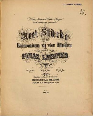 Drei Stücke für das Harmonium zu vier Händen : op. 61. 2, C-Dur