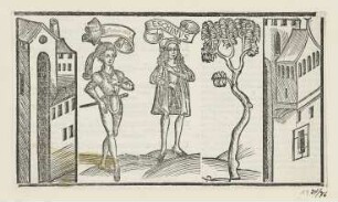 Szene aus einem Schauspiel, aus: "Terentius", Straßburg 1496, fol. XC