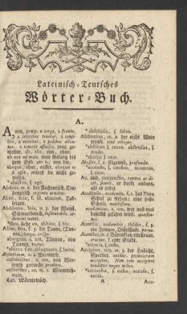 Lateinisch-Teutsches Wörter-Buch