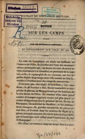 Notice sur les camps établis dans les environs de Compiègne et spécialement sur celui de 1834