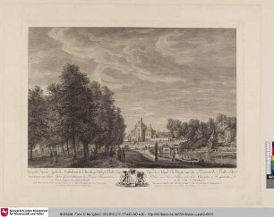Gezicht Van ter Lyde de Maliebaan te Utrecht, op't Huys Belle Vue; Vue du Mail d'Utrecht, sur la Maison de Belle Vue