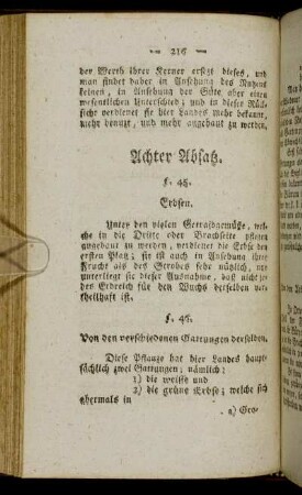 Achter Absatz. Erbsen.