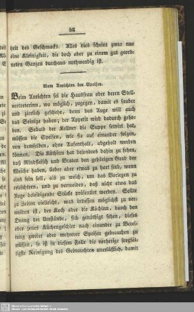 Vom Anrichten der Speisen