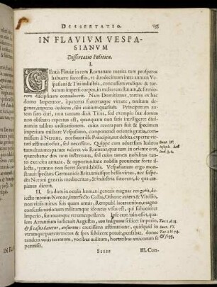 In Flauium Vespasianum Dissertatio Politica.