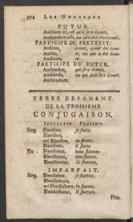 Verbe Deponent. De La Troisieme [Quartieme] Conjugaison