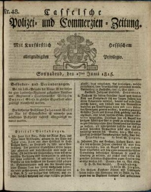 Nr. 48, Sonnabend, den 17ten Junii 1815