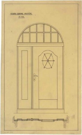 Billing, Hermann; Karlsruhe, Amalienstr. 59; Haus Durand - Haustür (Grundriss; Ansicht)