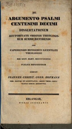 De argumento psalmi centesimi decimi