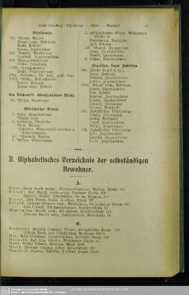 B. Einwohnerverzeichnis : B. Alphabetisches Verzeichnis der selbständigen Bewohner