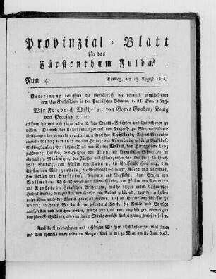 Num. 4., Ausgabe vom 15. August 1815