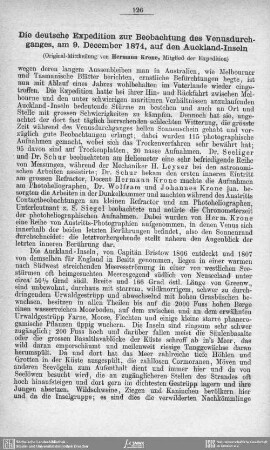 Die deutsche Expedition zur Beobachtung des Venusdurchganges, am 9. December 1874, auf den Auckland-Inseln