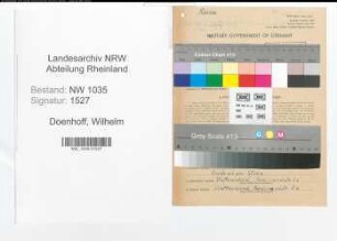 Entnazifizierung Wilhelm Doenhoff , geb. 22.09.1898 (Foerdermaschinist)