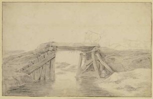 Eine kleine hölzerne Brücke über ein Wasser