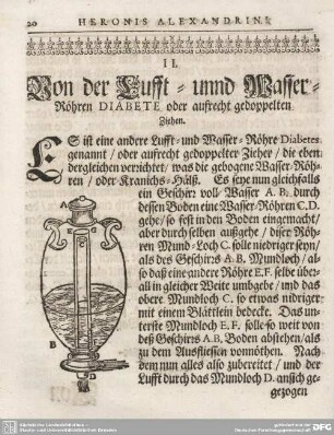 II. Von der Lufft- unnd Wasser-Röhren Diabete oder aufrecht gedoppelten Ziehen.
