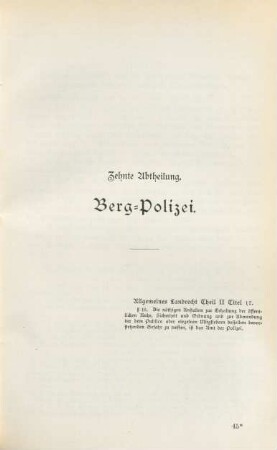 Zehnte Abtheilung. Berg-Polizei