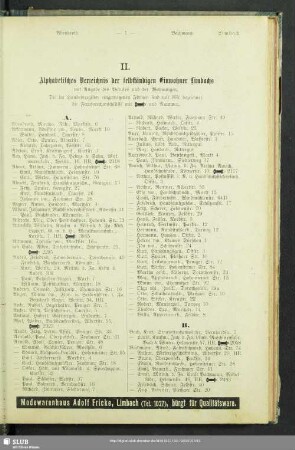 II. Einwohnerverzeichnis : II. Alphabetisches Verzeichnis der selbständigen Einwohner Limbachs