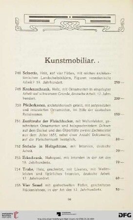 Kunstmobiliar (Nr. 748-776)